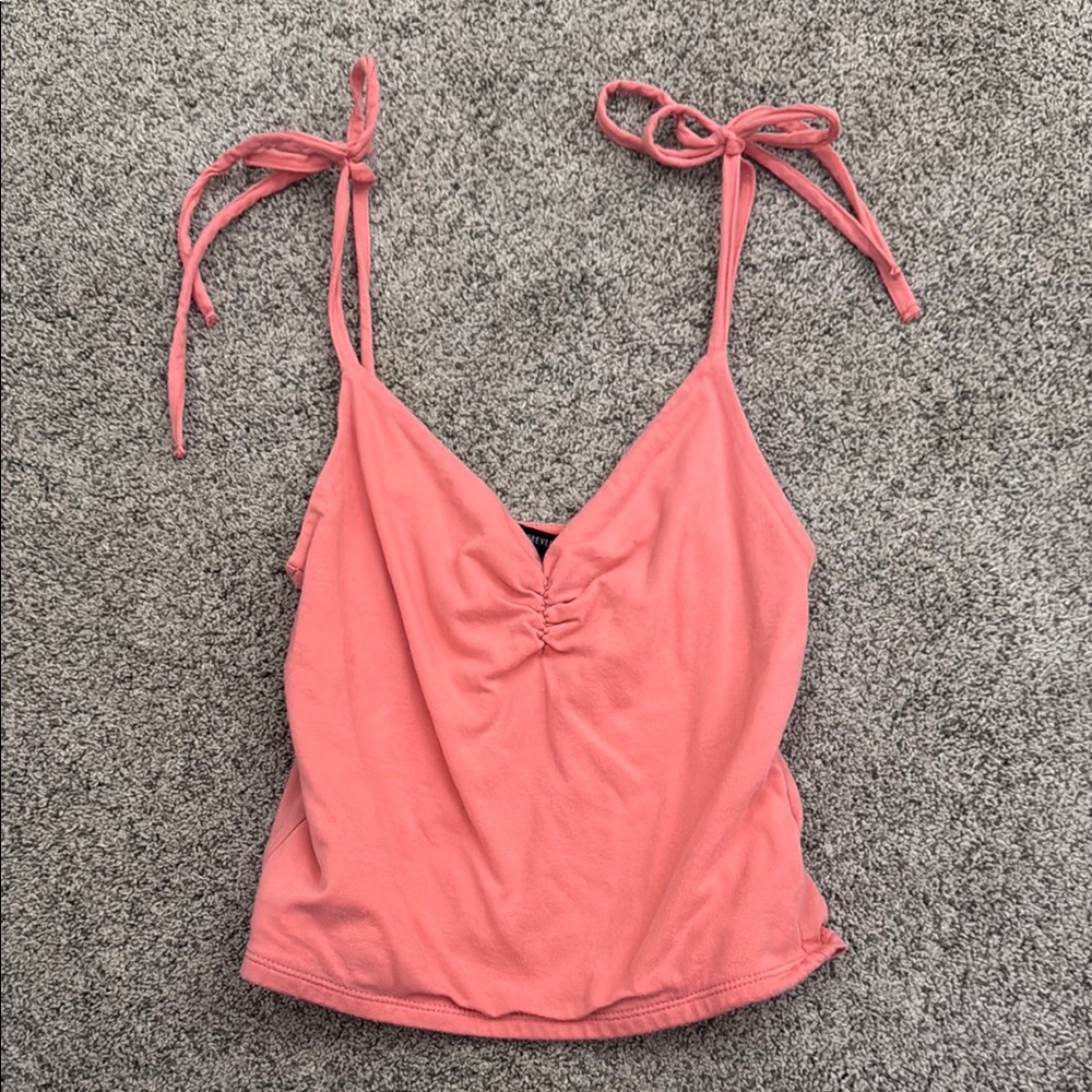 Forever 21 Pink Ruched Tie Front Camisole